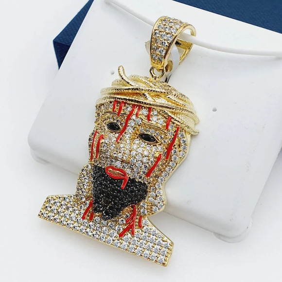 "14K Gold Plated Cubic Zircon Pendant, EVBRS526 - Picture 2 of 10